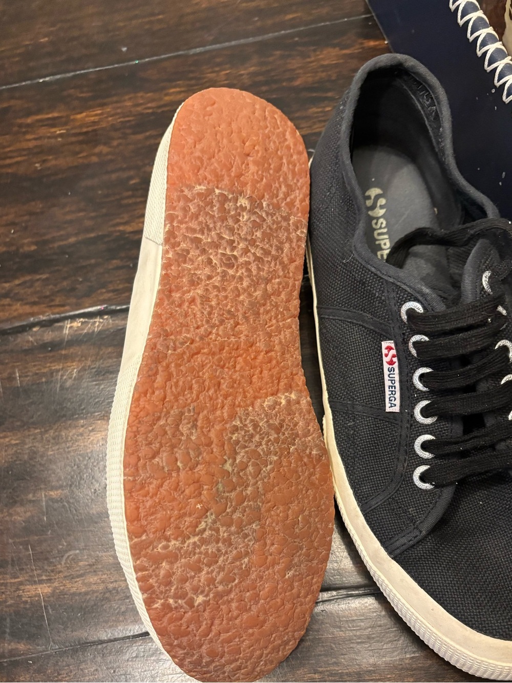 Superga Black Canvas Low-Top Sneakers with Off-White Sole Men’s size 8 - Picture 3 of 8